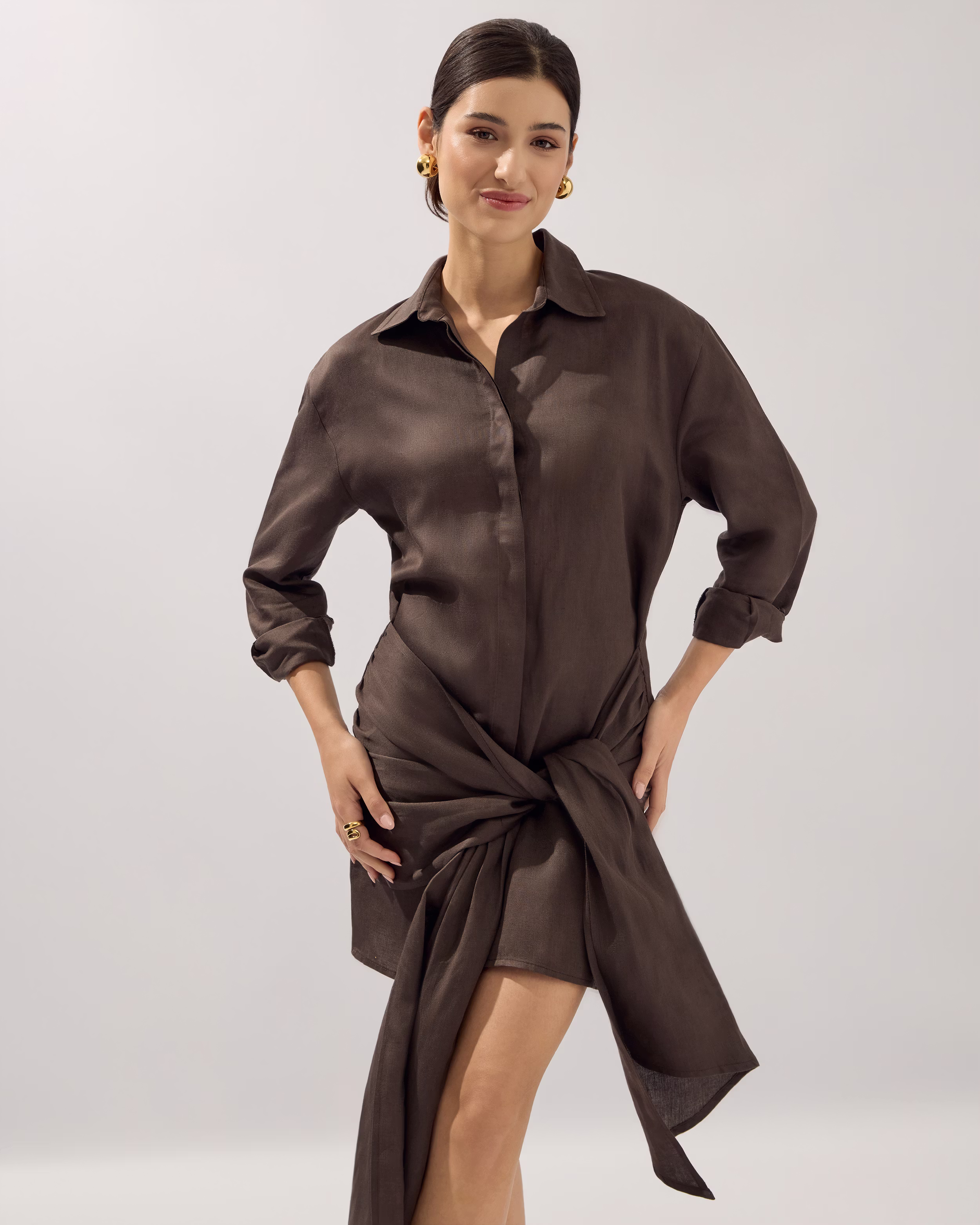 Chocolate_Shirt_Dress Chocolate linen shirt dress
