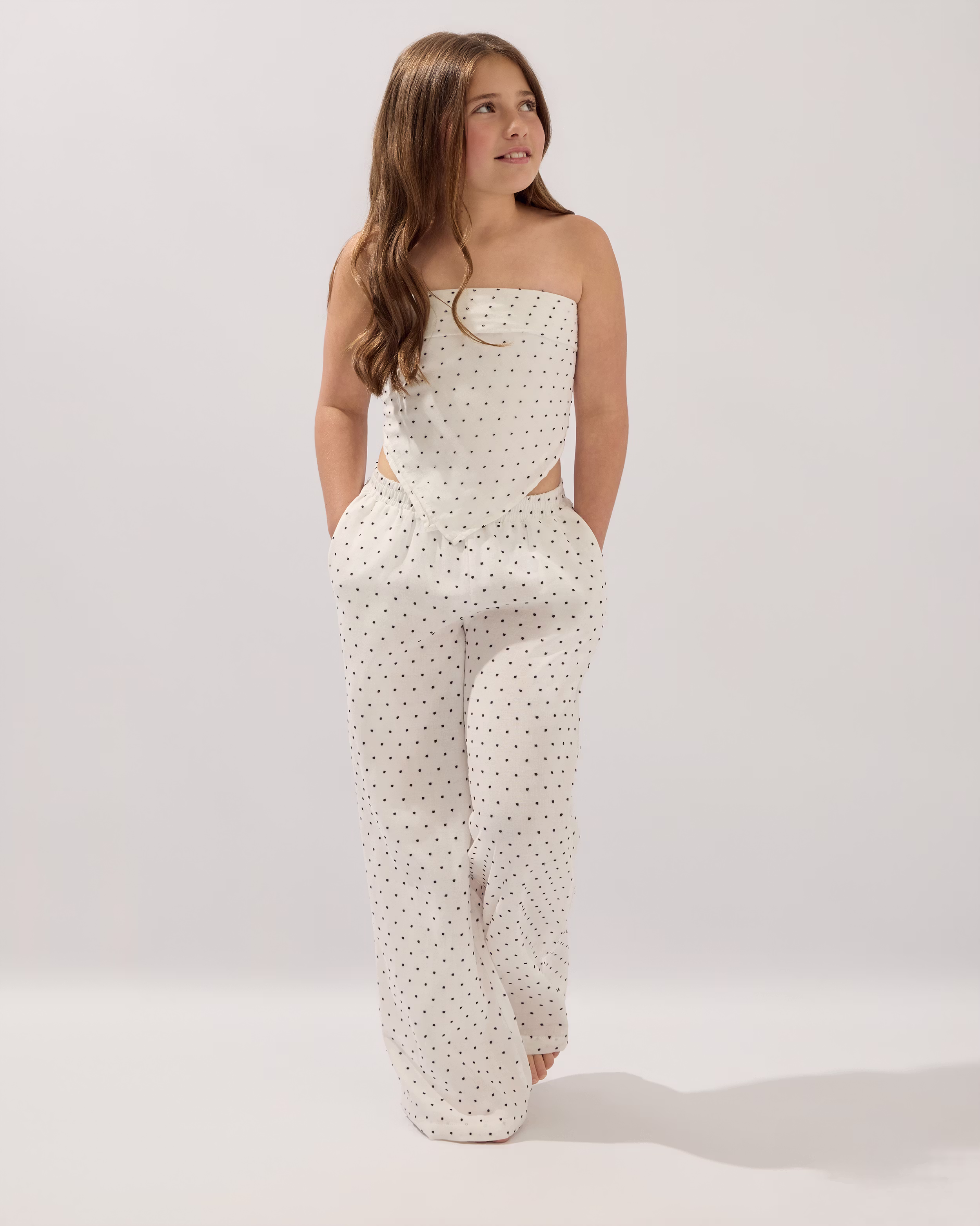 kids beach wide-leg trousers with matching bandana